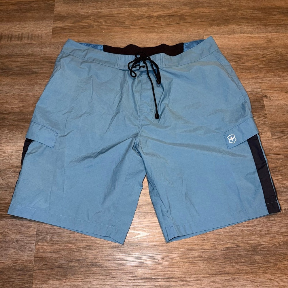 Victorinox Cargo Shorts Swim Trunks Mens Extra Large Board Light Dark Blue